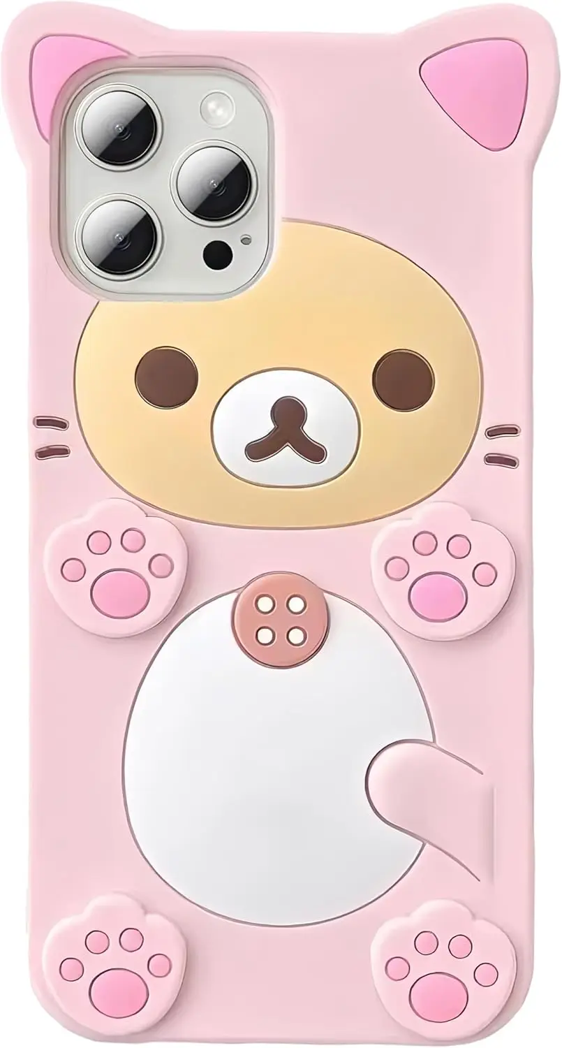 3D Cute Cartoon Bear Phone Case for iPhone 15, Soft TPU Silicone Protective Cover, Kawaii Design for Women Girls Kids
3D Cute Cartoon Bear Phone Case for iPhone 15, Soft TPU Silicone Protective Cover, Kawaii Design for Women Girls Kids
