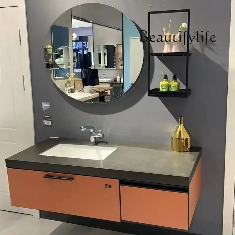 Q Orange bathroom cabinet, double basin, rock slab washstand, solid wood wall-mounted face wash basin, Italian simple and modern
Q Orange bathroom cabinet, double basin, rock slab washstand, solid wood wall-mounted face wash basin, Italian simple and modern