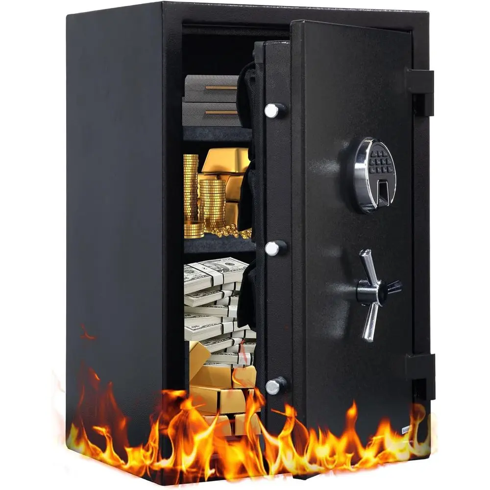 Fingerprint & Programmable Keypad Safe, Removable Shelf Home Security, Fireproof Safe for Documents, 26H × 17W × 14D, Black with
Fingerprint & Programmable Keypad Safe, Removable Shelf Home Security, Fireproof Safe for Documents, 26H × 17W × 14D, Black with