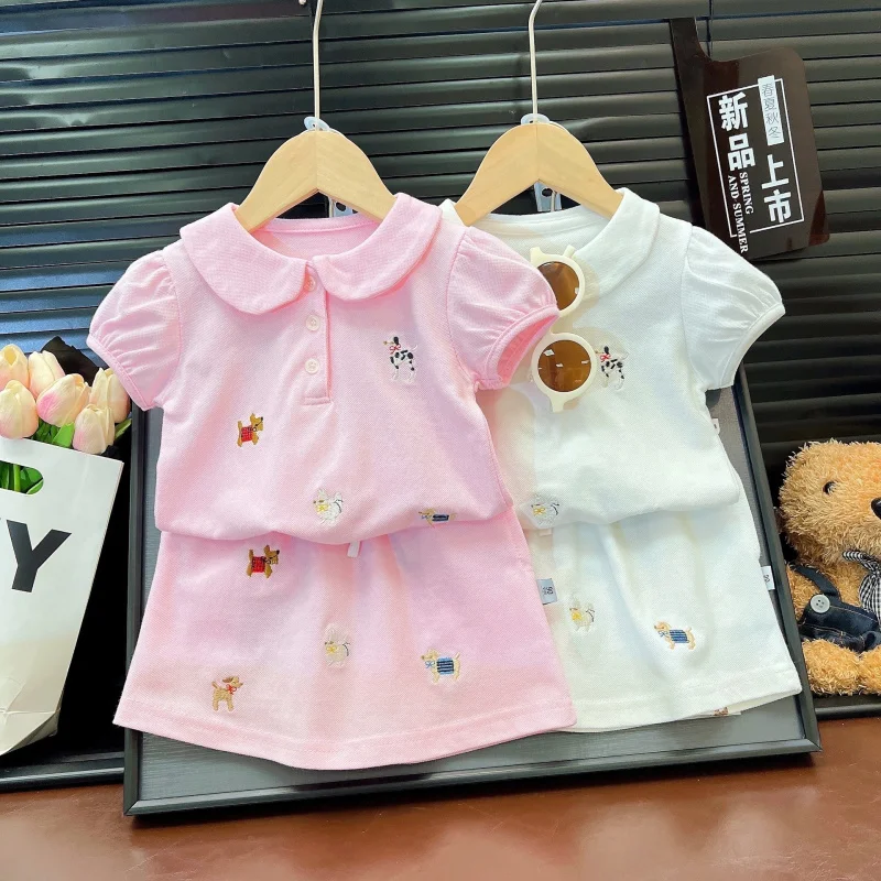 2025Spring and Summer New Cute Girls' ClothingpoloCartoon Embroidered Two-Piece Set with Shirt and Short Skirt
2025Spring and Summer New Cute Girls' ClothingpoloCartoon Embroidered Two-Piece Set with Shirt and Short Skirt