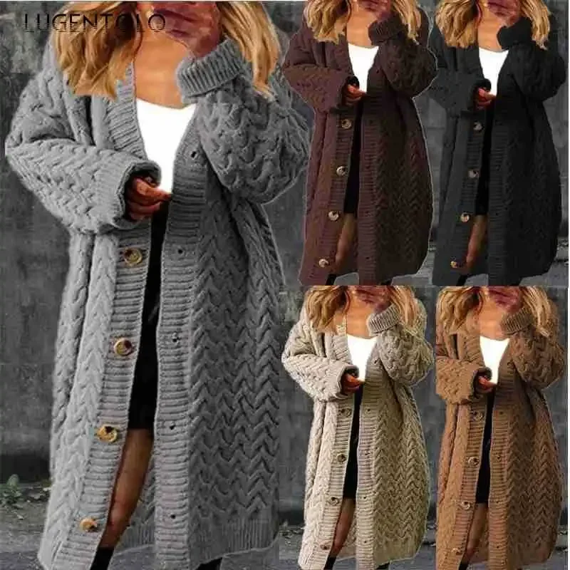 Women Twist Knitted Sweater Loose Solid Cardigan Single-breasted Female Casual Atuumn Winter V-neck Long Cloth
Women Twist Knitted Sweater Loose Solid Cardigan Single-breasted Female Casual Atuumn Winter V-neck Long Cloth