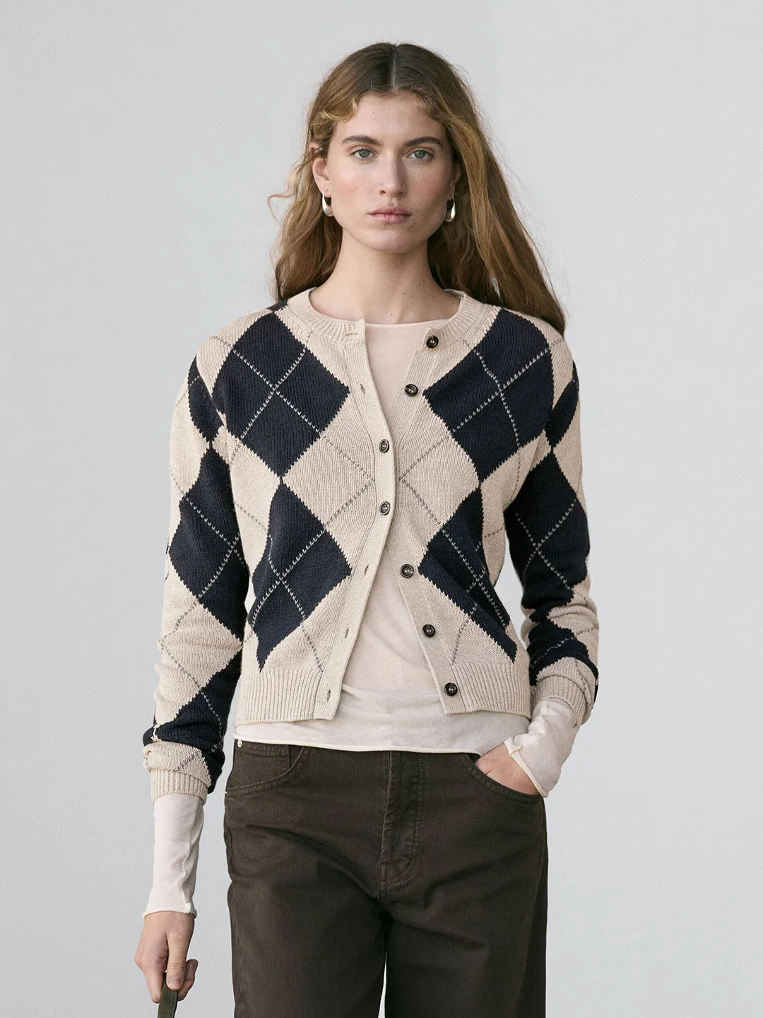 Casual Classic College Sle Knitted Long Sve round Ne Diamond Pattern Women's Top Spring New Arrival MD Faion
Casual Classic College Sle Knitted Long Sve round Ne Diamond Pattern Women's Top Spring New Arrival MD Faion