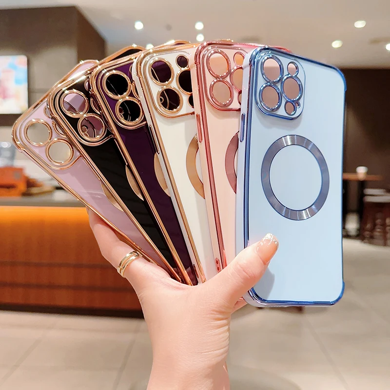 Luxury Magnetic Wireless Charge Electroplate Silicone Phone Case For iPhone 16 15 14 13 12 Pro Max Ultra-thin Soft Bumper Cover
Luxury Magnetic Wireless Charge Electroplate Silicone Phone Case For iPhone 16 15 14 13 12 Pro Max Ultra-thin Soft Bumper Cover