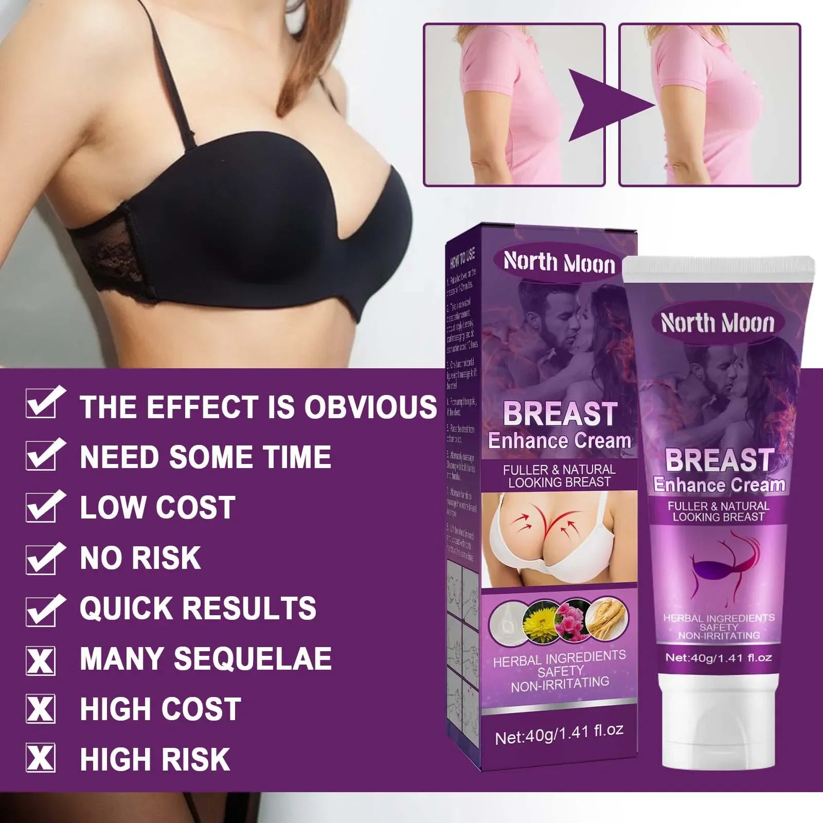 Natural nourishing ingredients help improve chest contour, lift and tighten breast skin design
Natural nourishing ingredients help improve chest contour, lift and tighten breast skin design