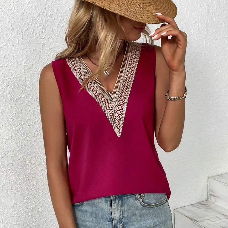 Blouse Women Sleeveless Tank Tops 2023 Summer New Fashion Office Lace Shirt V-Neck Pullover Loose Casual Shirt Fashion Blouses
Blouse Women Sleeveless Tank Tops 2023 Summer New Fashion Office Lace Shirt V-Neck Pullover Loose Casual Shirt Fashion Blouses