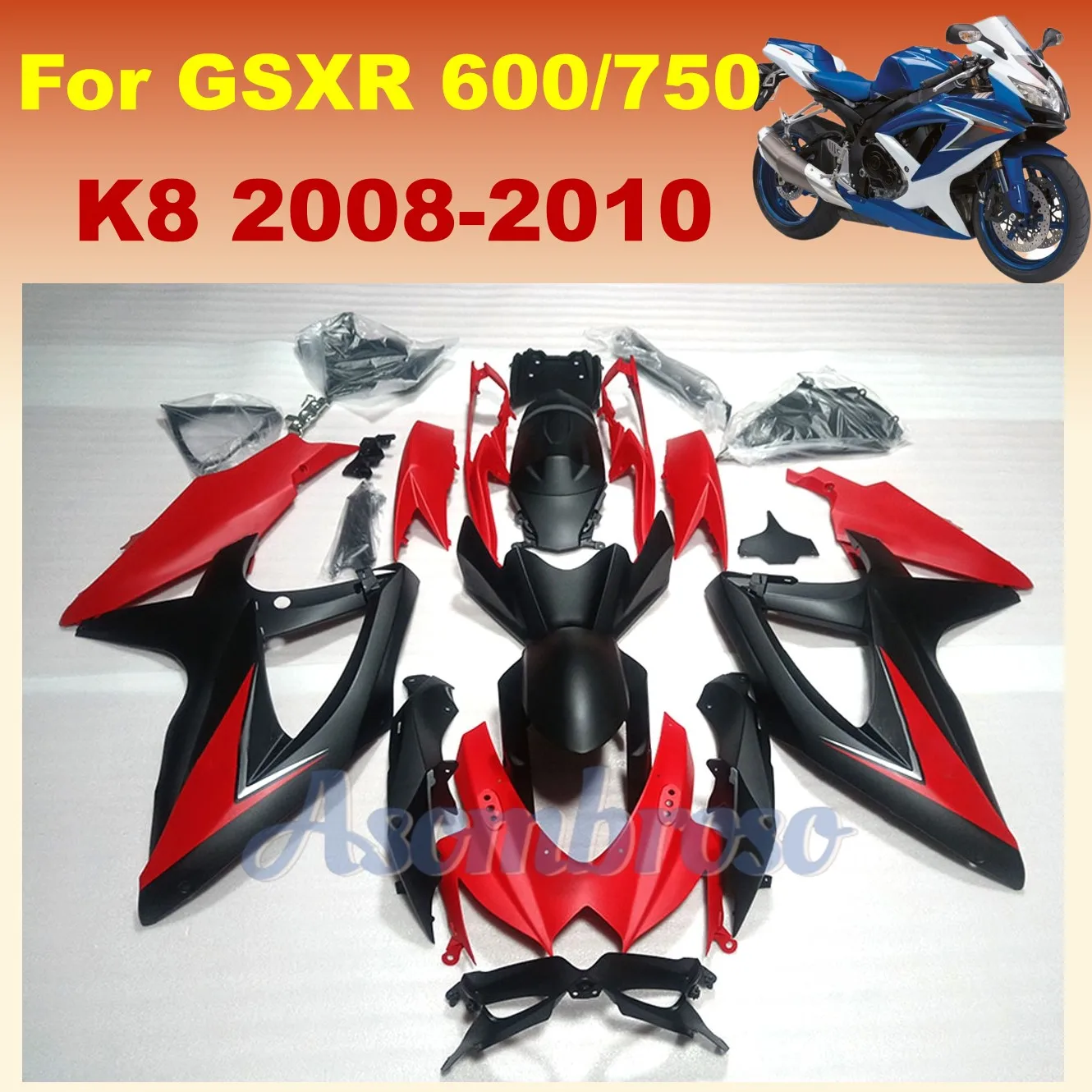 Комплект обтекателей ABS для литья под давлением, подходит для GSXR600 2008 2009 2010 GSXR750 08-10 GSX-R600 R750 K8, матовая черная красная рамка корпуса
Комплект обтекателей ABS для литья под давлением, подходит для GSXR600 2008 2009 2010 GSXR750 08-10 GSX-R600 R750 K8, матовая черная красная рамка корпуса
