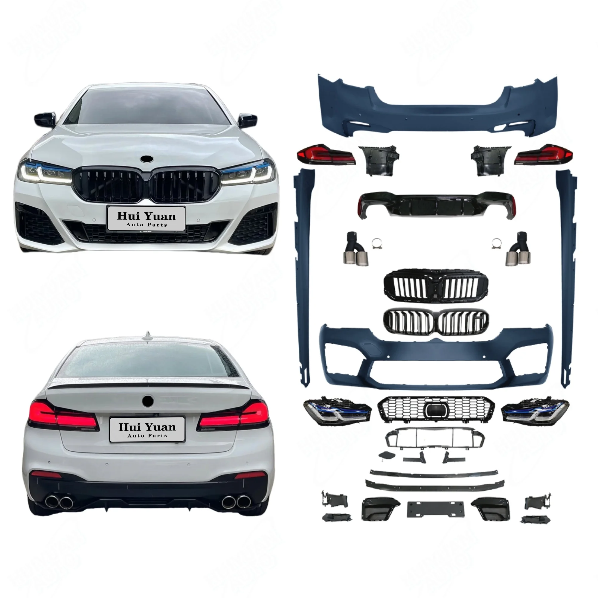 Body Kit for 5 Series G30 G38 2018-2020 Upgrade to G30 LCI M5 Style Include Front Rear Bumper Assembly Rear Lip Exhaust Pipe
Body Kit for 5 Series G30 G38 2018-2020 Upgrade to G30 LCI M5 Style Include Front Rear Bumper Assembly Rear Lip Exhaust Pipe