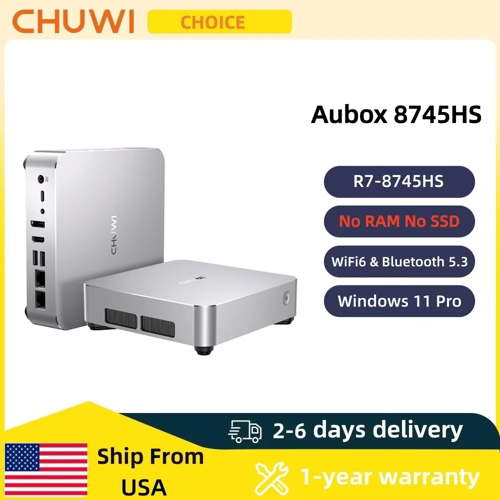 Мини-ПК CHUWI AuBox на базе AMD Ryzen7 8745HS, DDR5, без оперативной памяти, без встроенной памяти, без ОС, Wi-Fi 6, BT5.2, 2.5G LAN, поддержка четырех дисплеев, до 4K, Windows 11 Pro
Мини-ПК CHUWI AuBox на базе AMD Ryzen7 8745HS, DDR5, без оперативной памяти, без встроенной памяти, без ОС, Wi-Fi 6, BT5.2, 2.5G LAN, поддержка четырех дисплеев, до 4K, Windows 11 Pro