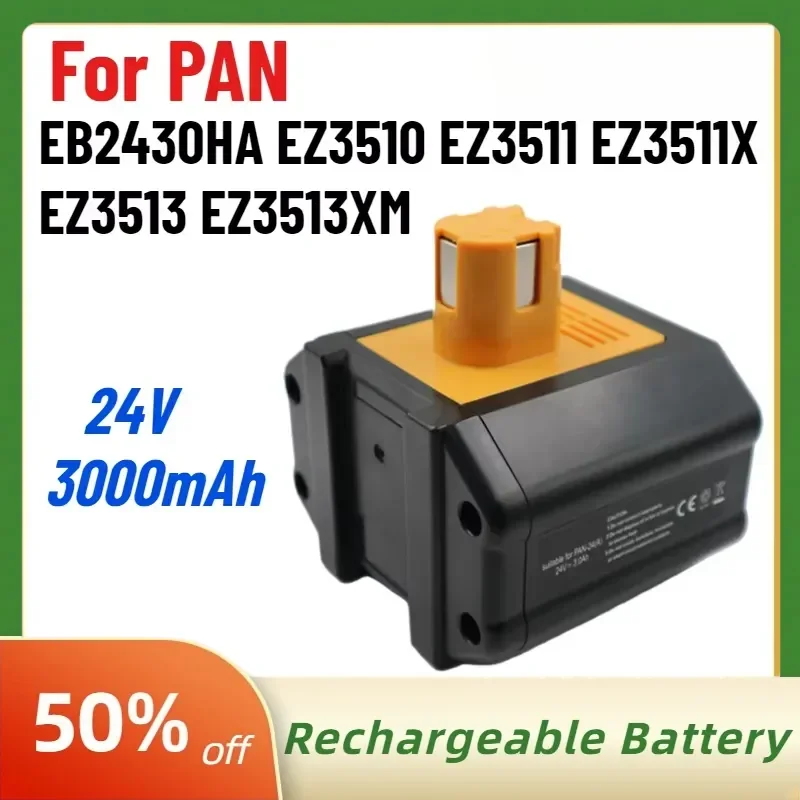 New 24V 3000mAh Battery for PAN EB2430HA EZ3510 EZ3511 EZ3511X EZ3513 EZ3513XM Cordless Drill Impact Drill Tool Ni-MH Battery
New 24V 3000mAh Battery for PAN EB2430HA EZ3510 EZ3511 EZ3511X EZ3513 EZ3513XM Cordless Drill Impact Drill Tool Ni-MH Battery