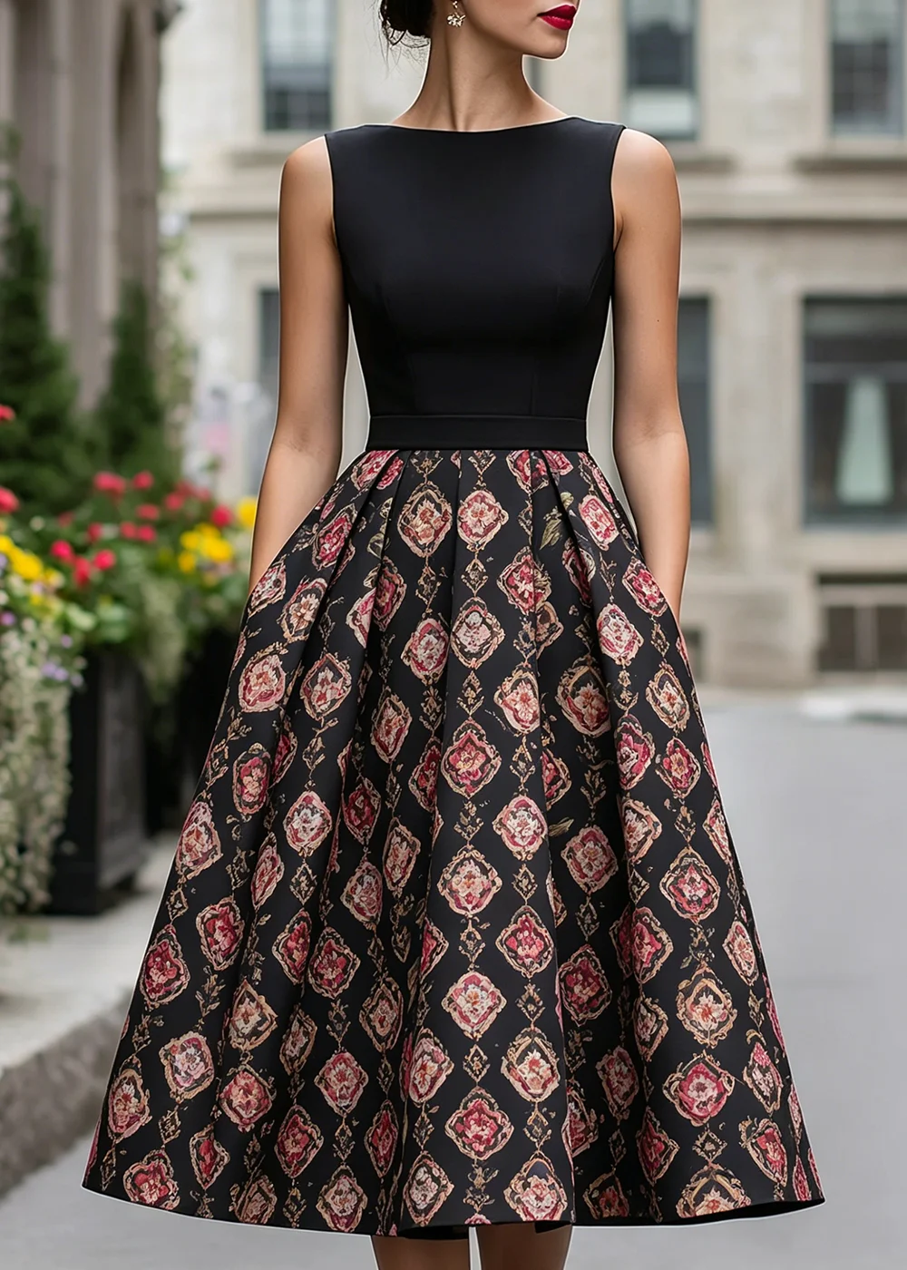 Women's Retro Print Summer Midi Dress Slim Fit Sleeveless A-Line Dress Pleated Fashion Elegant Versatile Casual Party Clothing
Women's Retro Print Summer Midi Dress Slim Fit Sleeveless A-Line Dress Pleated Fashion Elegant Versatile Casual Party Clothing