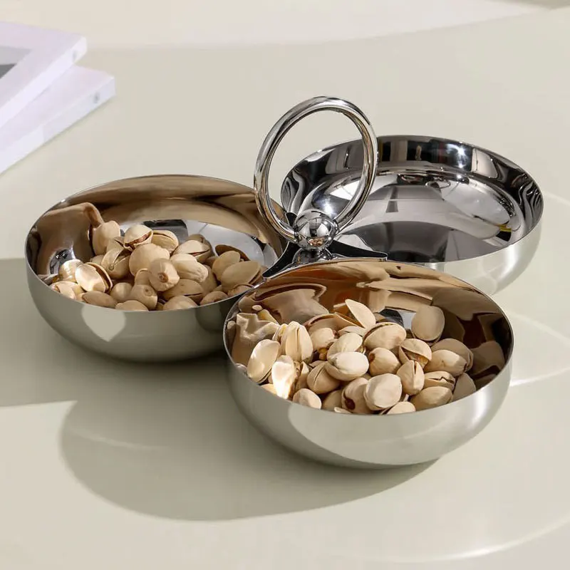 Ciotola da portata a 3 scomparti in acciaio inossidabile piatti rotondi per Snack per servire antipasti condimenti per sottaceti
Ciotola da portata a 3 scomparti in acciaio inossidabile piatti rotondi per Snack per servire antipasti condimenti per sottaceti