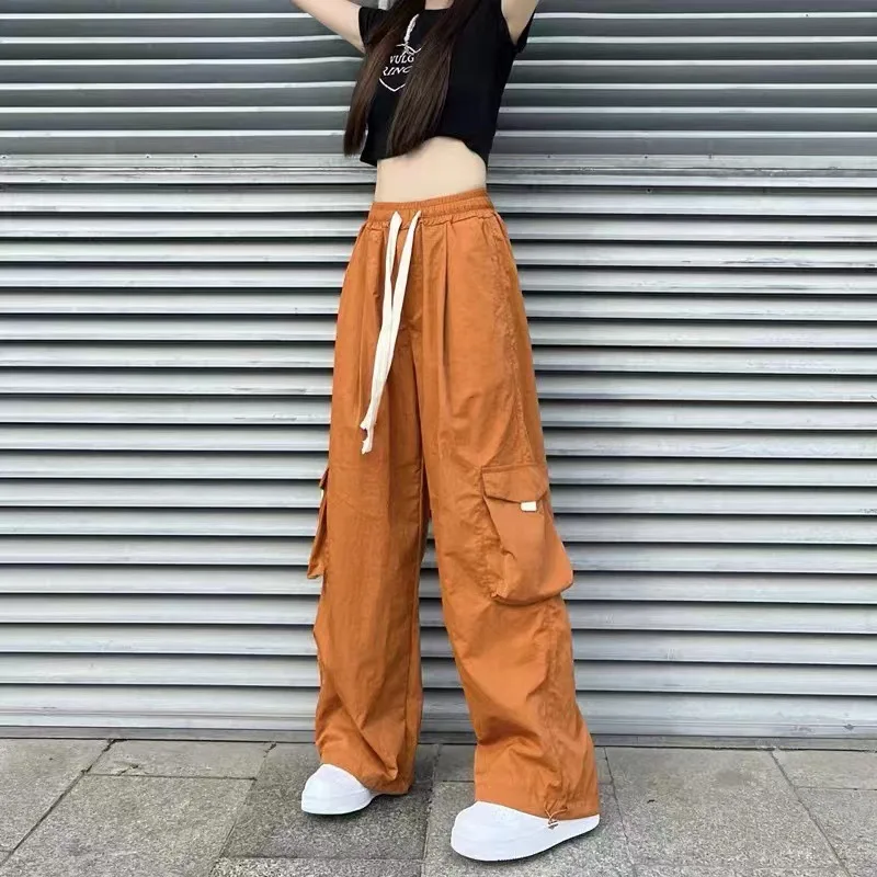 Women's High Waist Cargo Pants, Baggy Wide Leg Parachute Pants with Drawstring, Y2K Streetwear Trousers
Women's High Waist Cargo Pants, Baggy Wide Leg Parachute Pants with Drawstring, Y2K Streetwear Trousers