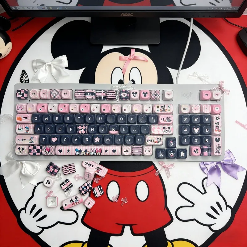 Disney peripheral Mickey themed mechanical keyboard keycaps cartoon cute round MOA magnetic axis keyboard caps with 108 keys
Disney peripheral Mickey themed mechanical keyboard keycaps cartoon cute round MOA magnetic axis keyboard caps with 108 keys