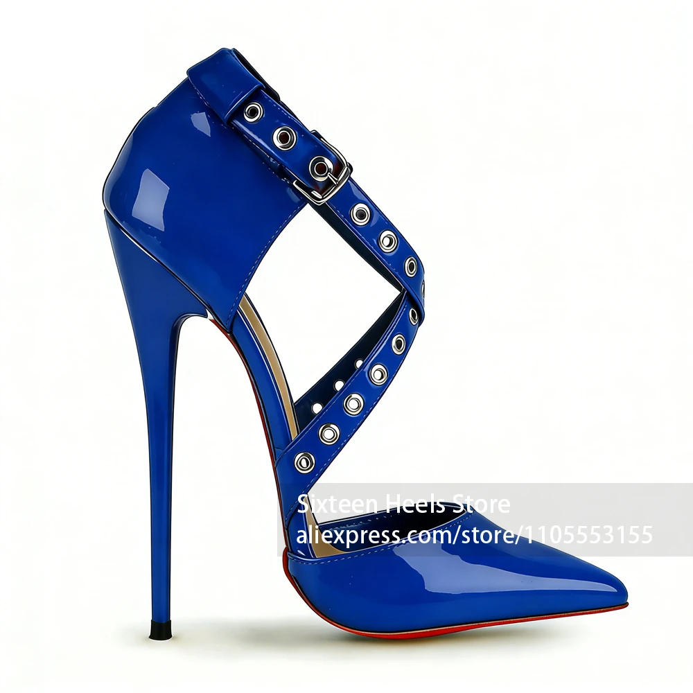16cm Metallic Circle Cross Straps Pumps Sexy Lacquered Heel Pointed Toe Stiletto High Heel Ankle Buckle Side Hollow out Footwear
16cm Metallic Circle Cross Straps Pumps Sexy Lacquered Heel Pointed Toe Stiletto High Heel Ankle Buckle Side Hollow out Footwear