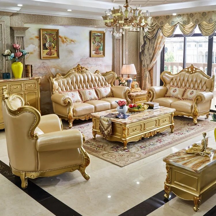 European leather , villa large apartment living room luxury gold 1 + 2 + 3 first layer cowhide solid wood carving flower
European leather , villa large apartment living room luxury gold 1 + 2 + 3 first layer cowhide solid wood carving flower