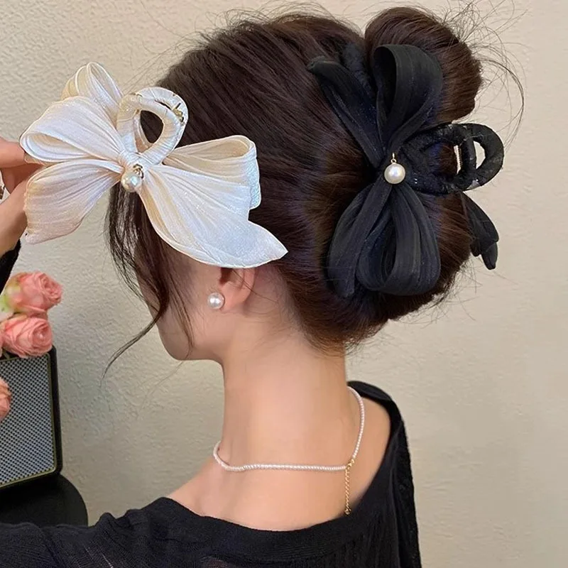 1/2pcs Black and White Mesh Bow Hair Clip for Woman Elegant Temperament Large Shark Clip Fashion Girl Ponytail Hair Clamp
1/2pcs Black and White Mesh Bow Hair Clip for Woman Elegant Temperament Large Shark Clip Fashion Girl Ponytail Hair Clamp