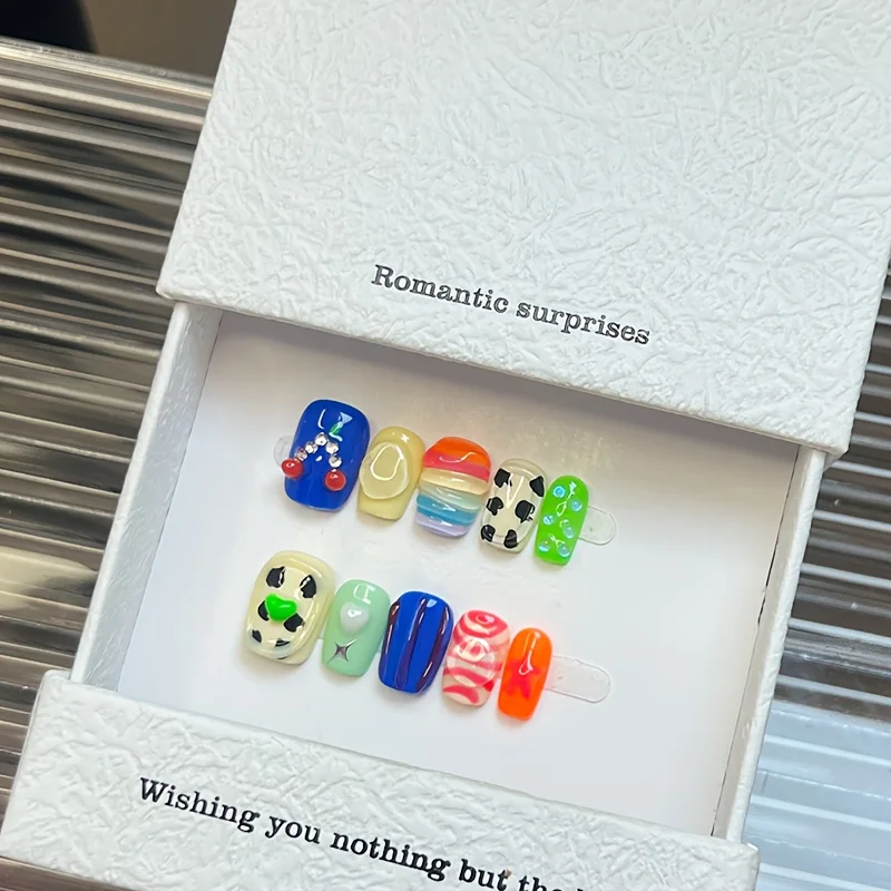 10pcs Handmade Press-On Nails Fun Rainbow Dopamine 3D Circle Party Full Coverage Nail for Women&Girl Removable Wearable Nail
10pcs Handmade Press-On Nails Fun Rainbow Dopamine 3D Circle Party Full Coverage Nail for Women&Girl Removable Wearable Nail