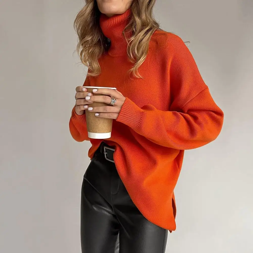 Turtleneck Long Sleeve Ribbed Cuffs Side Split Pullover Sweater Winter Solid Color Loose Warm Sweater Jumper Female Clothing Top
Turtleneck Long Sleeve Ribbed Cuffs Side Split Pullover Sweater Winter Solid Color Loose Warm Sweater Jumper Female Clothing Top