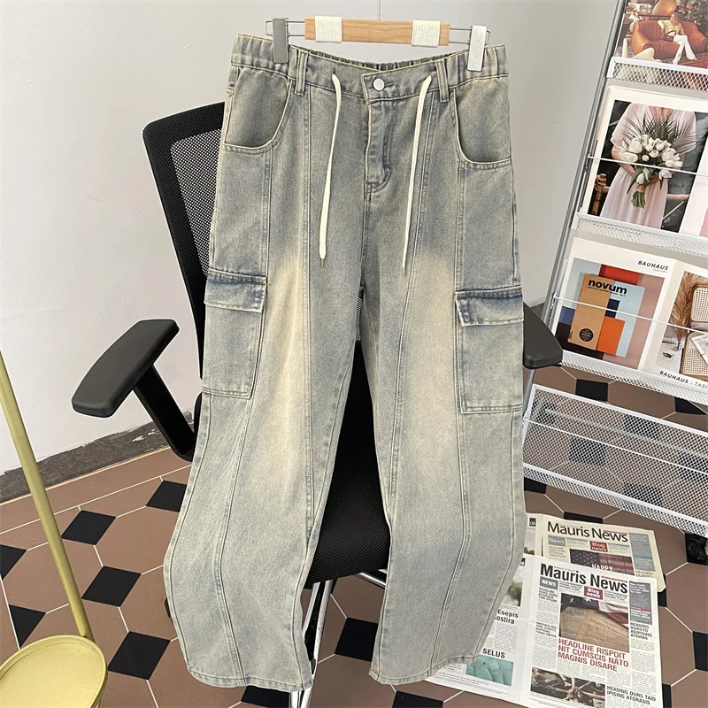 Retro Distred Dstring Semi-Elastic Men's Jeans Loose Casual American High Street Long Pants Straight Leg Workwear
Retro Distred Dstring Semi-Elastic Men's Jeans Loose Casual American High Street Long Pants Straight Leg Workwear