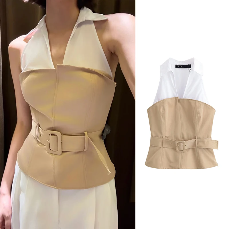 Women's Tops Summer 2025 New Chic Tank Tops Slim Patchwork Belt Decoration Street Holiday Tops Young Fashion Student Top Vest
Women's Tops Summer 2025 New Chic Tank Tops Slim Patchwork Belt Decoration Street Holiday Tops Young Fashion Student Top Vest