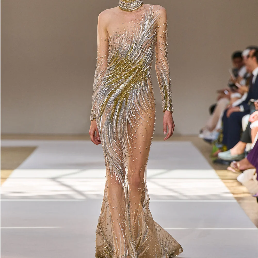 Роскошные иллюзионные нерегулярные бусины с аппликацией и длинными рукавами Русалка Вечерние платья День рождения Пром платья по индивидуальному заказу 
Роскошные иллюзионные нерегулярные бусины с аппликацией и длинными рукавами Русалка Вечерние платья День рождения Пром платья по индивидуальному заказу