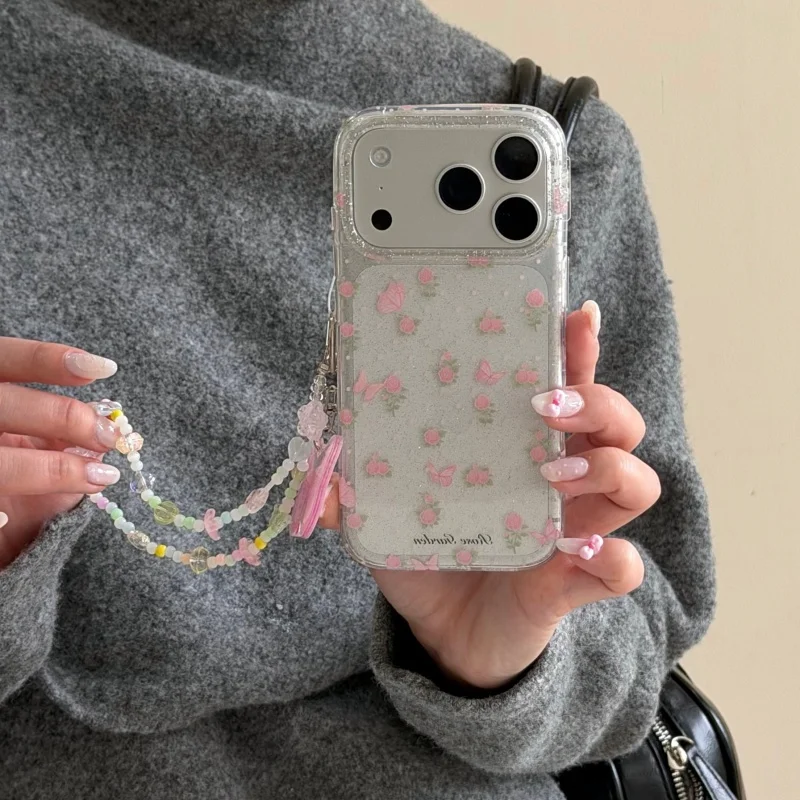 Korean Clear Glitter Pink Flower Butterfly Phone Case For iPhone 17 Pro 16 15 14 Pro Max Cover with Chain Shockproof Cute Cases
Korean Clear Glitter Pink Flower Butterfly Phone Case For iPhone 17 Pro 16 15 14 Pro Max Cover with Chain Shockproof Cute Cases