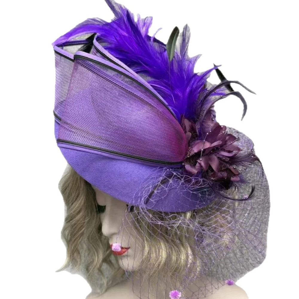 Wholesale Large Purple Blue Gold White Grey Feather Mesh Fascinator Hat Hairpin for Women Wedding Cocktail Party Fascinators
Wholesale Large Purple Blue Gold White Grey Feather Mesh Fascinator Hat Hairpin for Women Wedding Cocktail Party Fascinators