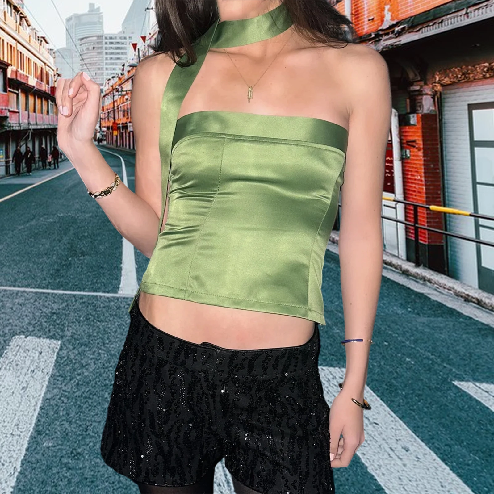 Women Summer Basic Tube Tops Slim Solid Color Off Shoulder Open Back Sleeveless Crop Vest Shirts with Scarf Streetwear
Women Summer Basic Tube Tops Slim Solid Color Off Shoulder Open Back Sleeveless Crop Vest Shirts with Scarf Streetwear