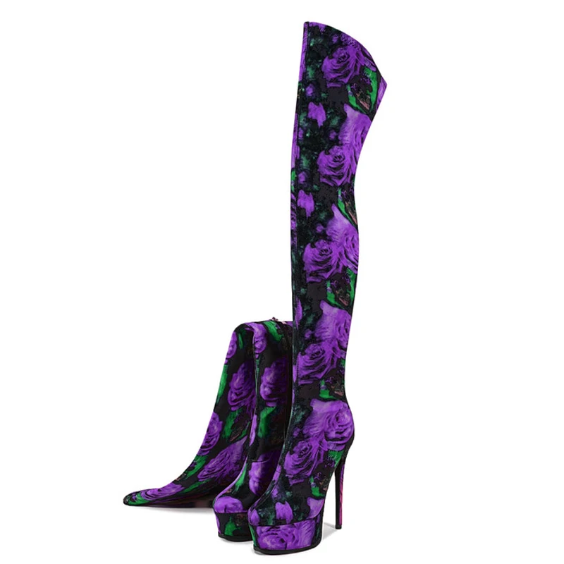 Big Size 48 Side Zipper Thigh High Boots Women's Stiletto Thick Platform Over-knee Floral Pattern Boots Stretchy Fabric Shoes
Big Size 48 Side Zipper Thigh High Boots Women's Stiletto Thick Platform Over-knee Floral Pattern Boots Stretchy Fabric Shoes