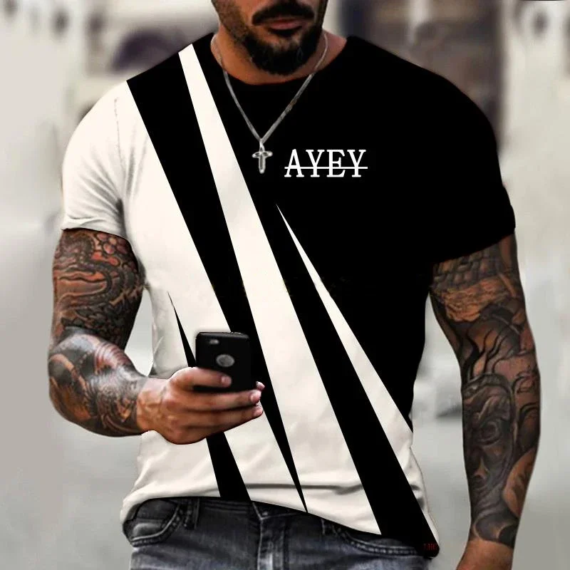 Men's 3D printed T-shirt, oversized round neck shirt, loose, casual, simple style, black and white, new fashion design
Men's 3D printed T-shirt, oversized round neck shirt, loose, casual, simple style, black and white, new fashion design