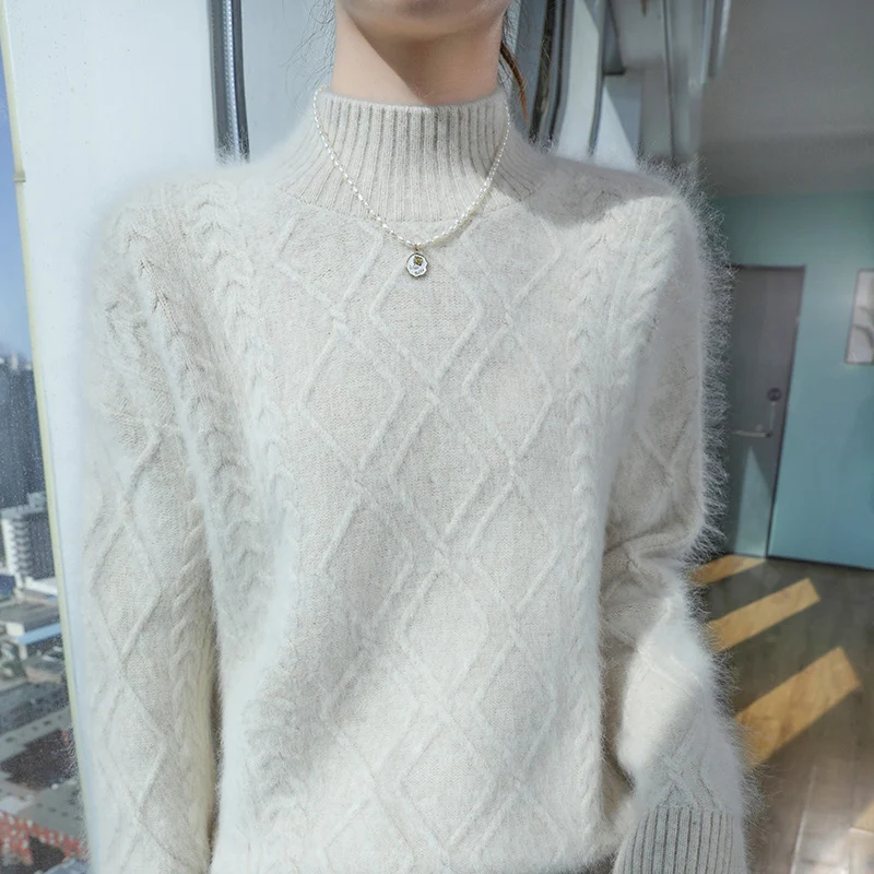 Women's 100% pure cashmere sweater, autumn and winter half-high collar, loose fit, slimming, innerwear, base layer
Women's 100% pure cashmere sweater, autumn and winter half-high collar, loose fit, slimming, innerwear, base layer