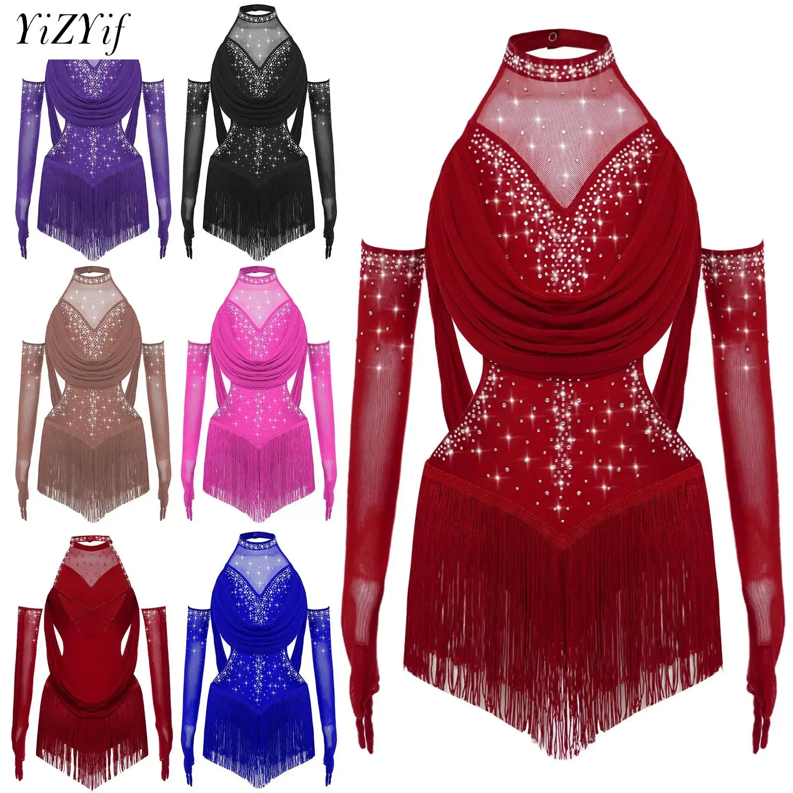Kids Girls Latin Dance Stage Costume Ruched Mesh Cutout Tassel Leotard + Gloves for Ballroom Ballet Competition Performance Suit
Kids Girls Latin Dance Stage Costume Ruched Mesh Cutout Tassel Leotard + Gloves for Ballroom Ballet Competition Performance Suit