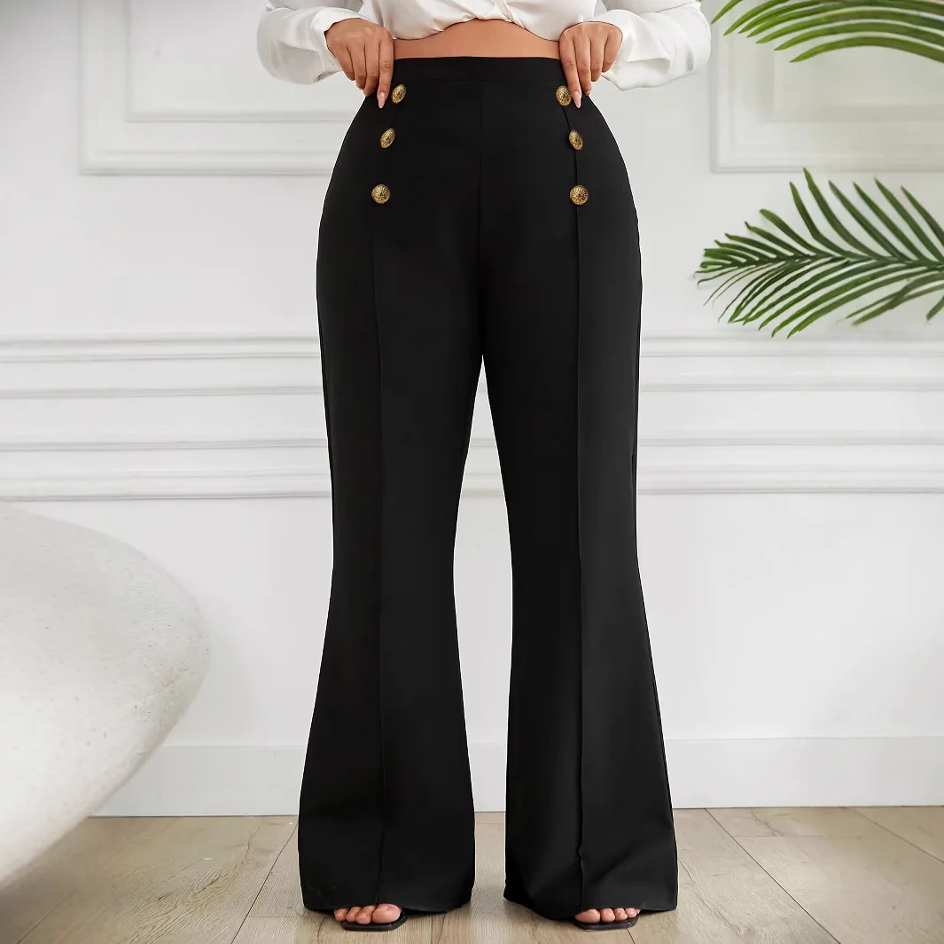 Женские облегающие двубортные расклешенные брюки, европейско-американская мода, повседневные эластичные широкие брюки
Женские облегающие двубортные расклешенные брюки, европейско-американская мода, повседневные эластичные широкие брюки