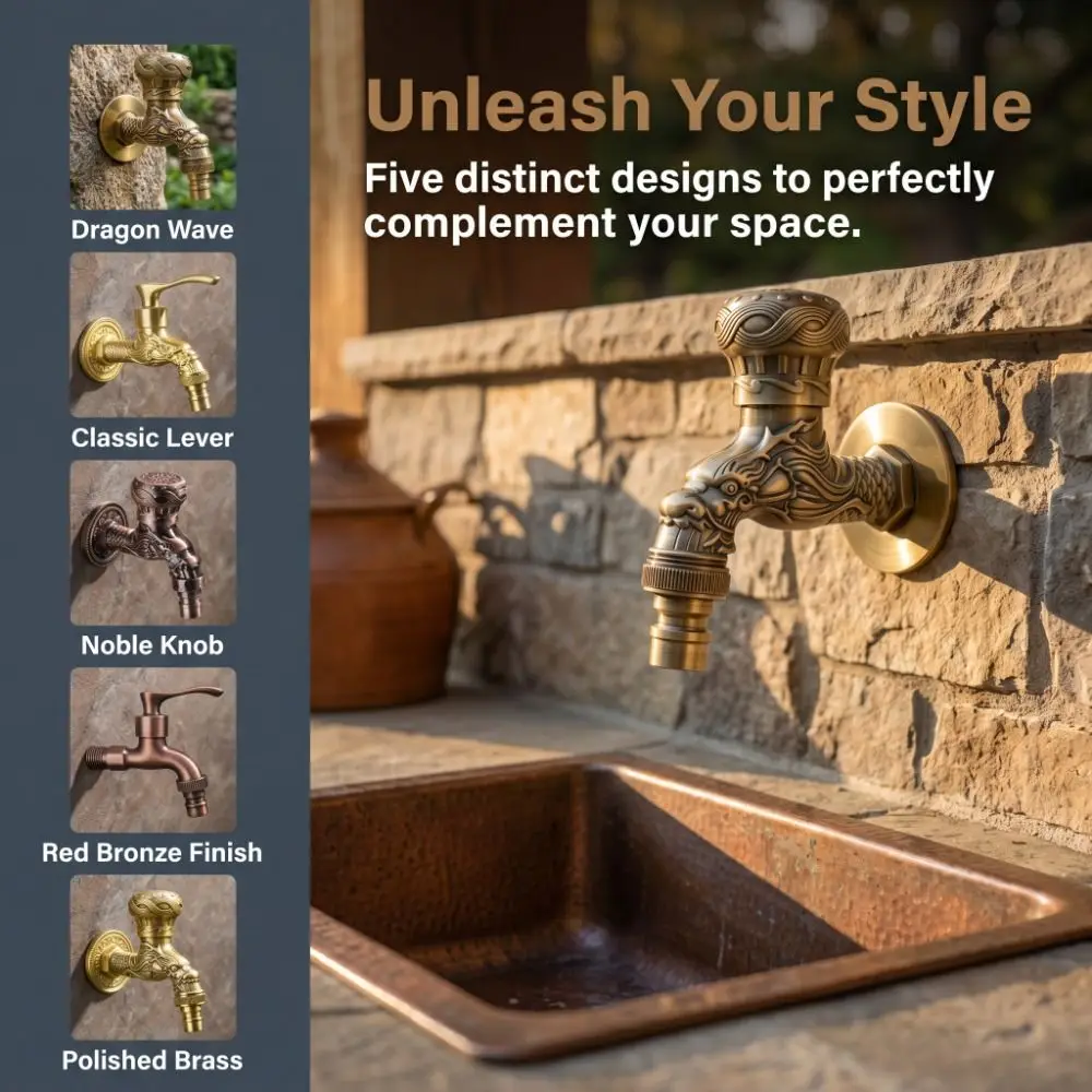Bronze Ceramic Valve Core Dragon Faucet Bronze Finish Zinc Alloy Wall Mounted Bibcock Single Cold 4-pin Interface Antique Tap
Bronze Ceramic Valve Core Dragon Faucet Bronze Finish Zinc Alloy Wall Mounted Bibcock Single Cold 4-pin Interface Antique Tap