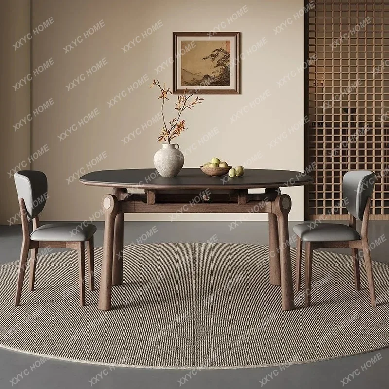 F Light luxury retractable matt rock slab solid wood dining table modern simple square and round dual-purpose
F Light luxury retractable matt rock slab solid wood dining table modern simple square and round dual-purpose