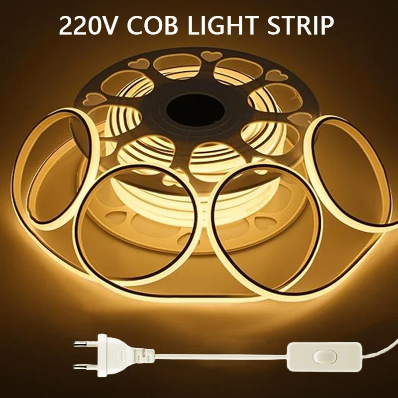 COB Strip LED 220v High Brightness IP67 Waterproof Outdoor LED Strip 220V LED Ribbon Flexible EU Plug for Home Garden And Room
COB Strip LED 220v High Brightness IP67 Waterproof Outdoor LED Strip 220V LED Ribbon Flexible EU Plug for Home Garden And Room