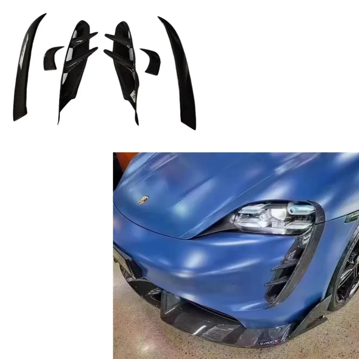 Suitable for Porsche Taycan modified car accessories, carbon fiber 6-piece set front bumper splitter air vent, car tools
Suitable for Porsche Taycan modified car accessories, carbon fiber 6-piece set front bumper splitter air vent, car tools