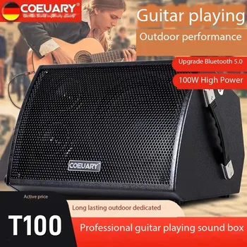 100W High-power Subwoofer Professional Cordell Guitar Playing Singing Outdoor Portable Live Saxophone Wooden Bluetooth Speaker
