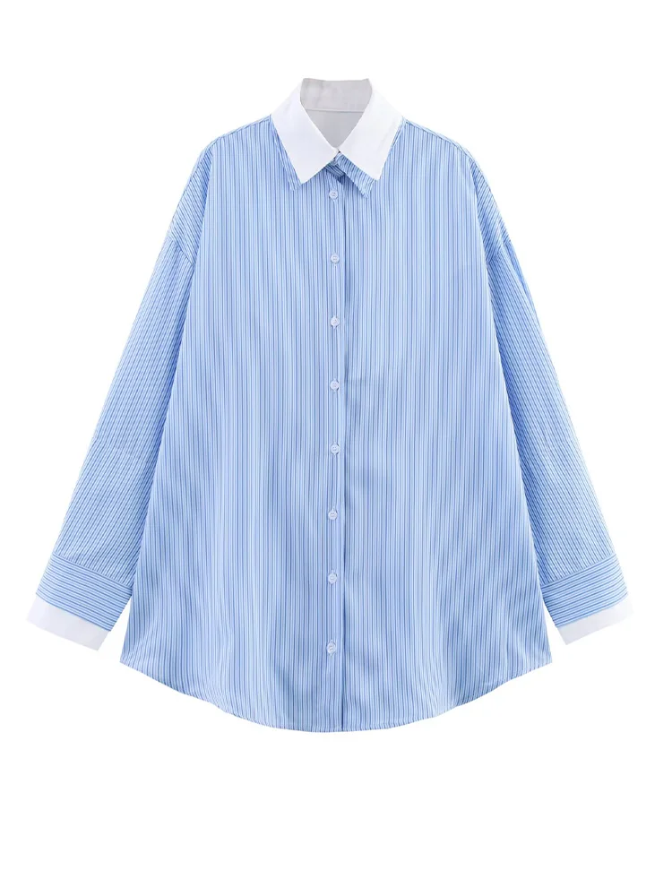2025 Spring New Arrivals European and American Style Women's All-match Striped Poplin Long-sleeved Lapel Casual Shirt
2025 Spring New Arrivals European and American Style Women's All-match Striped Poplin Long-sleeved Lapel Casual Shirt