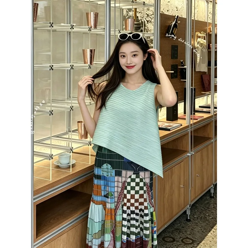 Miyake Pleated Skirt Set Plisse 2026 Sleeveless Vest Printed Jupe Women Summer Pleats Slimming Fashion Vacation Fold Skirt Set
Miyake Pleated Skirt Set Plisse 2026 Sleeveless Vest Printed Jupe Women Summer Pleats Slimming Fashion Vacation Fold Skirt Set