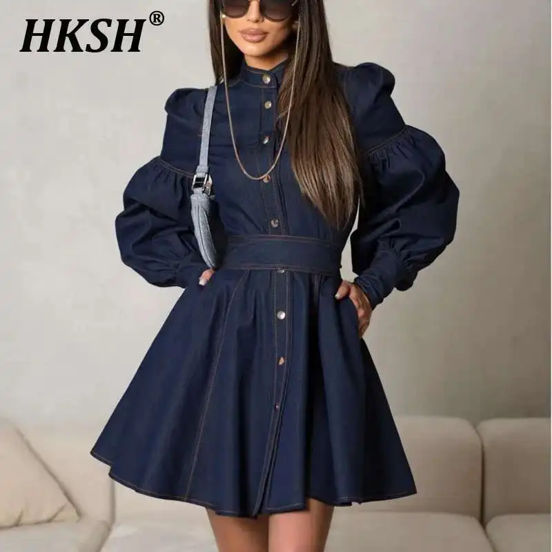 HKSH 2024 Spring Autumn New Women's Tide Denim Shirt Skirt Niche Design Lantern Sleeves Lace Up Temperament Fashion Dress HK3103
HKSH 2024 Spring Autumn New Women's Tide Denim Shirt Skirt Niche Design Lantern Sleeves Lace Up Temperament Fashion Dress HK3103