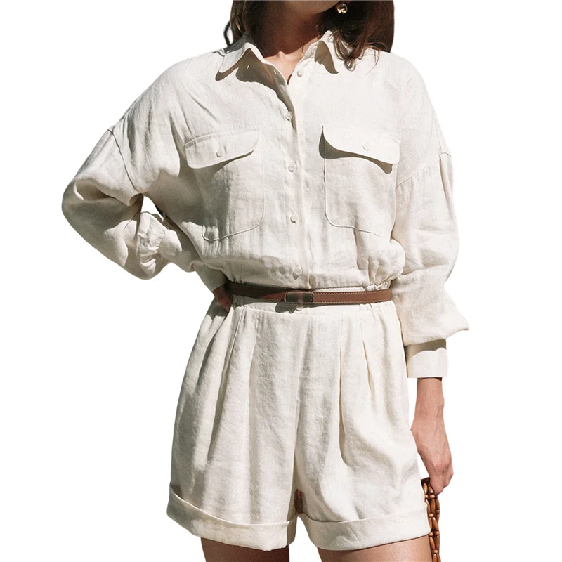 CYL-Women's Casual Loose Overalls Jumpsuits Long Sleeve Wide Leg Shorts Rompers With Pockets
CYL-Women's Casual Loose Overalls Jumpsuits Long Sleeve Wide Leg Shorts Rompers With Pockets