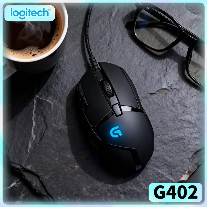 Logitech G402 Wired Gaming Mouse 32-Bit ARM Processor 8 Custom Buttons 4 DPI Modes 1ms Report Rate Anti-Slip Grips for Gamers