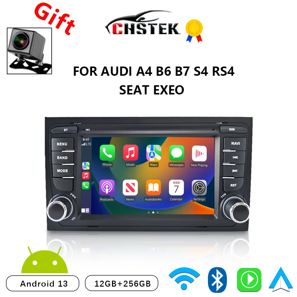 CHSTEK Car Radio Android 13 Carplay For Audi A4 B6 B7 S4 RS4 8E Seat Exeo 2002-2012 256G Bluetooth WIFI 4G GPS Multimedia Stereo
CHSTEK Car Radio Android 13 Carplay For Audi A4 B6 B7 S4 RS4 8E Seat Exeo 2002-2012 256G Bluetooth WIFI 4G GPS Multimedia Stereo