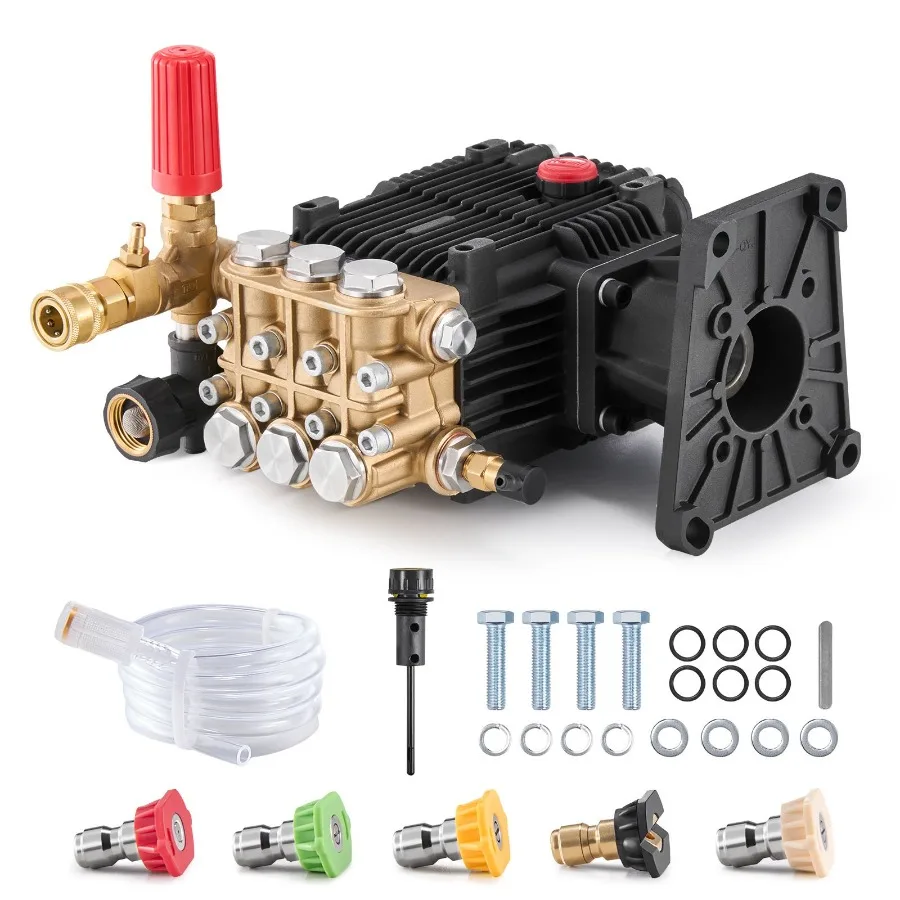 Pressure Washer Pump for outdoor cleaning, Santoprene material, black, 4300 PSI high-pressure performance with 4.4 GPM flow rat
Pressure Washer Pump for outdoor cleaning, Santoprene material, black, 4300 PSI high-pressure performance with 4.4 GPM flow rat
