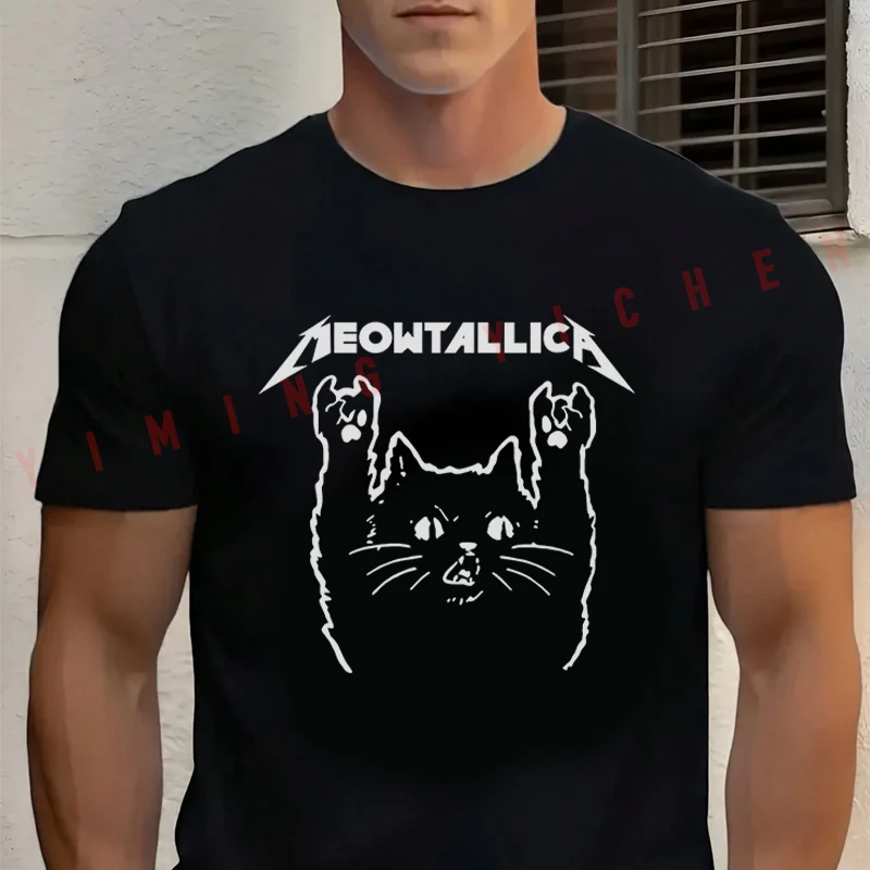Funny Cat Meowtallica Cat Rock Music Men's Cotton Moto T-Shirt Fashionable Casual Summer Travel And Sports Tee
Funny Cat Meowtallica Cat Rock Music Men's Cotton Moto T-Shirt Fashionable Casual Summer Travel And Sports Tee