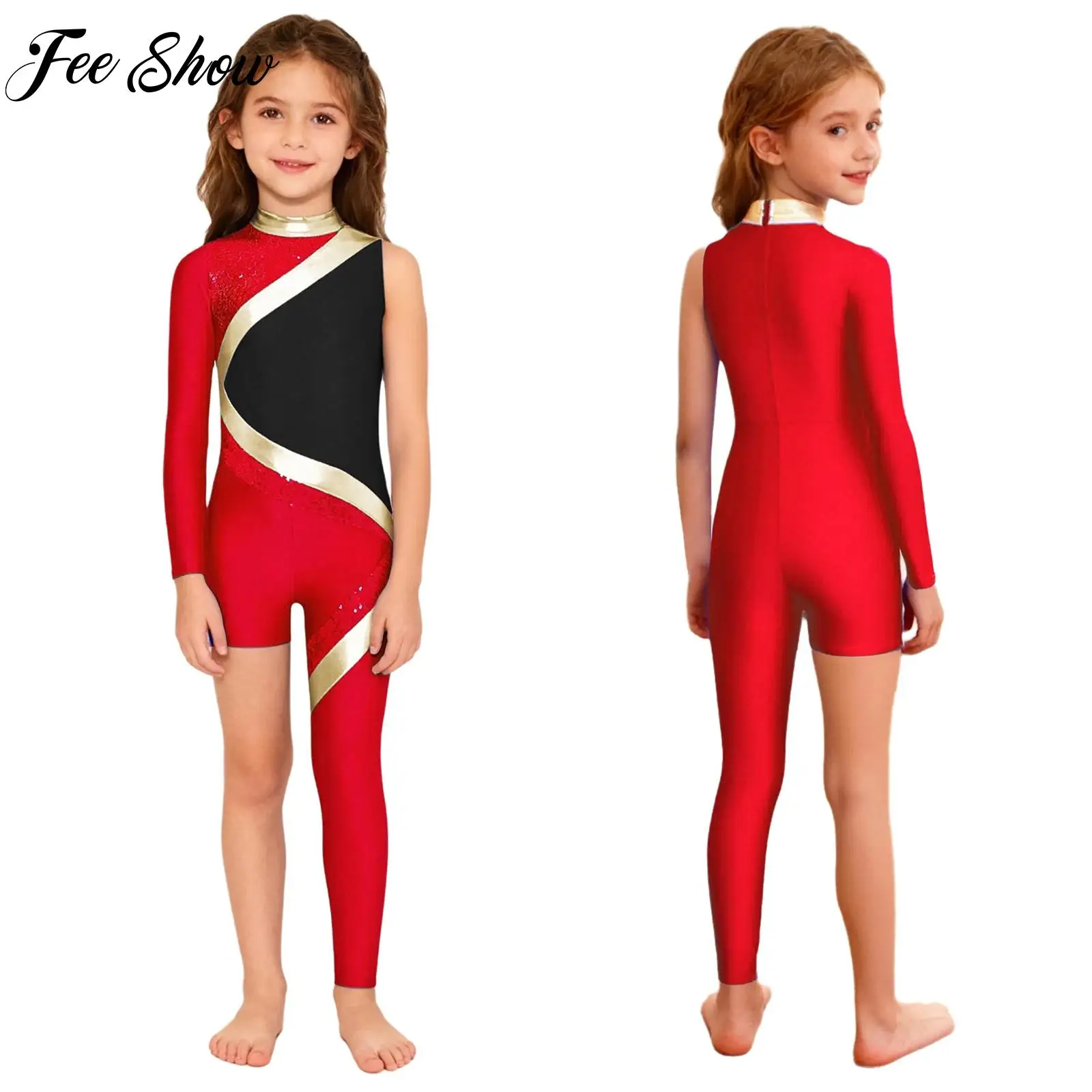 New Style Kids Girls Gymnastics Figure Skating Dance Jumpsuit Shiny Sequins Asymmetrical Jumpsuit for Performance Competition
New Style Kids Girls Gymnastics Figure Skating Dance Jumpsuit Shiny Sequins Asymmetrical Jumpsuit for Performance Competition