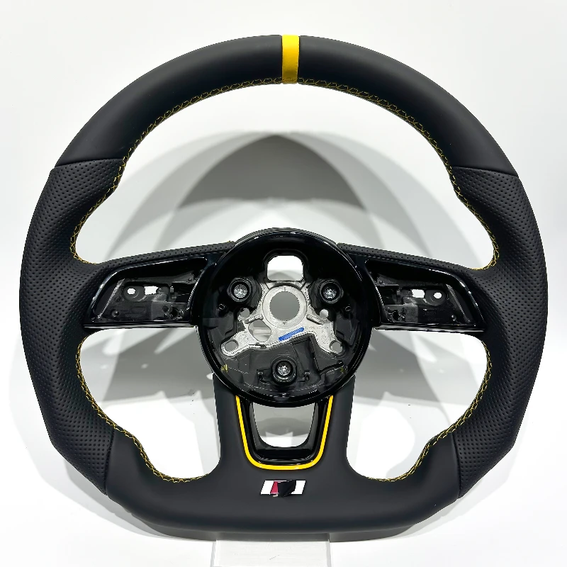 For Audi B9 Full Leather Steering Wheel with Yellow Center Line for Audi B9 B8 B8.5 Update Popular New Design with Flat Bottom
For Audi B9 Full Leather Steering Wheel with Yellow Center Line for Audi B9 B8 B8.5 Update Popular New Design with Flat Bottom