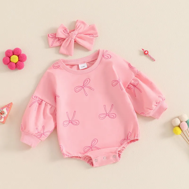 RUEWEY 0 to 18 Months Baby Girl Bodysuit Spring Autumn Clothes Long Puff Sleeve Crew Neck Bow Print Jumpsuit with Headband
RUEWEY 0 to 18 Months Baby Girl Bodysuit Spring Autumn Clothes Long Puff Sleeve Crew Neck Bow Print Jumpsuit with Headband