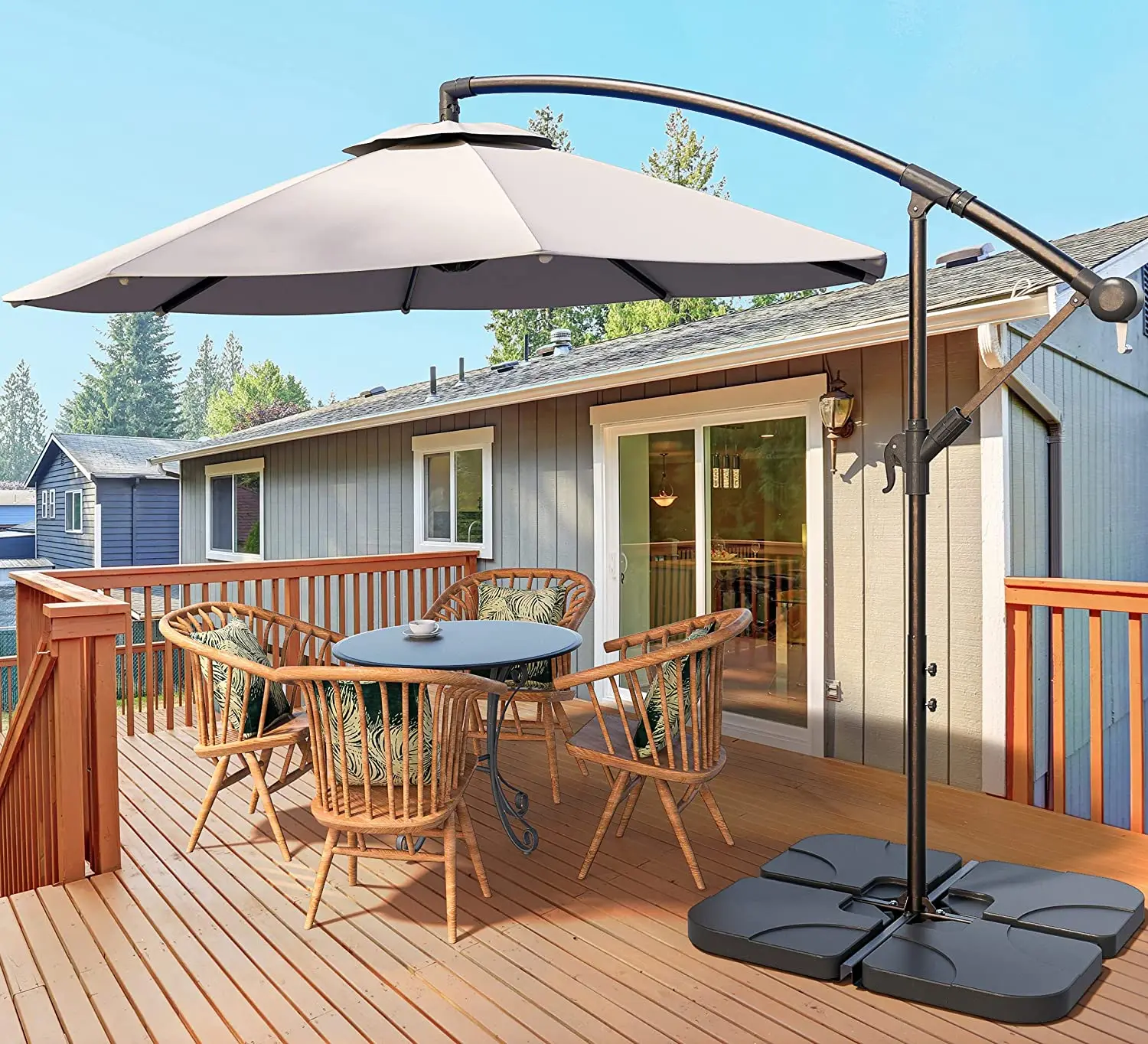 Most Popular 3 Meters Large Commercial Garden Parasol Balcony Pool Sea Side Patio Banana Umbrella for Gym Courtyard Application
Most Popular 3 Meters Large Commercial Garden Parasol Balcony Pool Sea Side Patio Banana Umbrella for Gym Courtyard Application